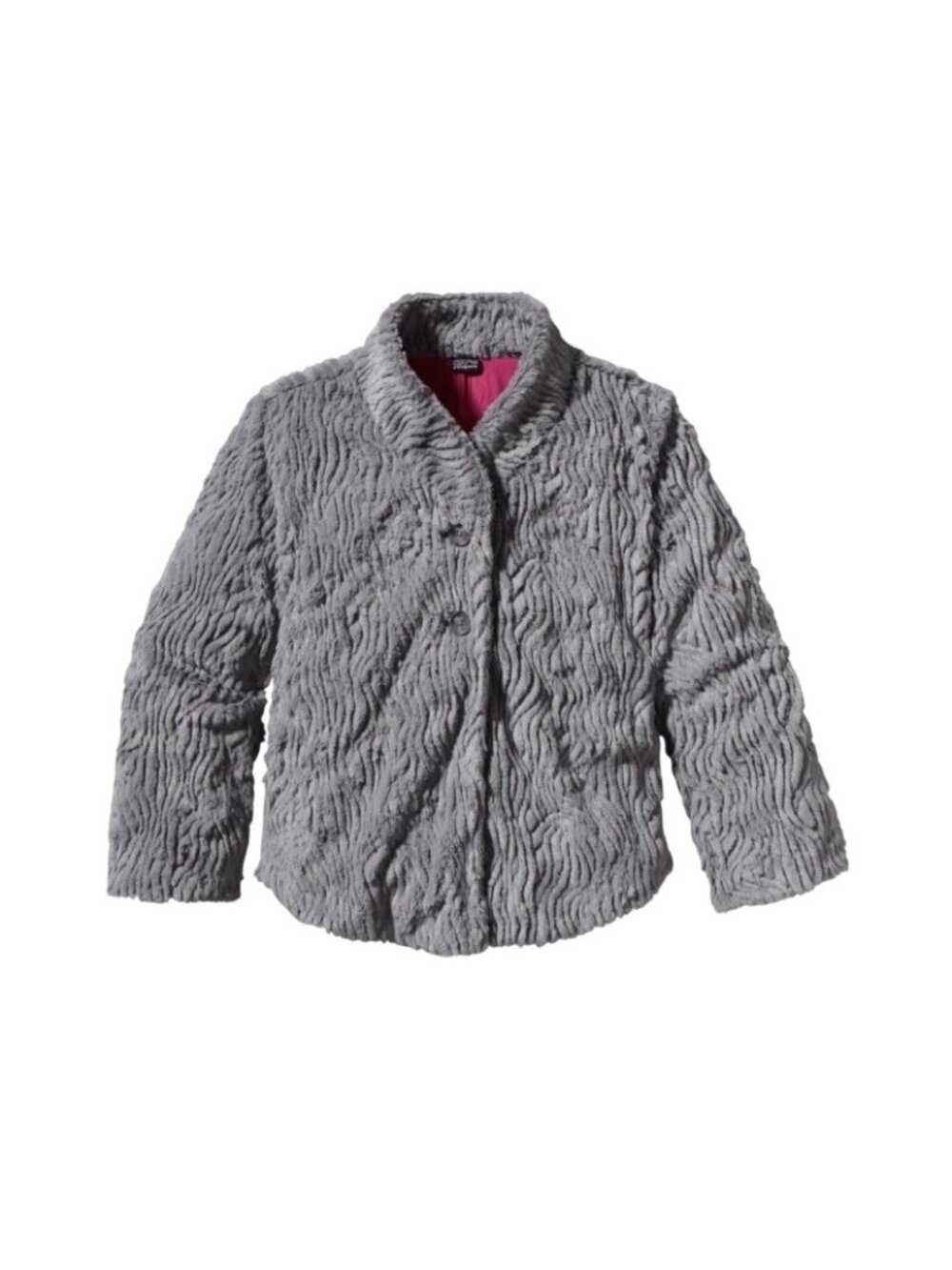 Patagonia Jacket Womens Small Pelage Fuzzy Fleece Button Coat Short Snow Gray